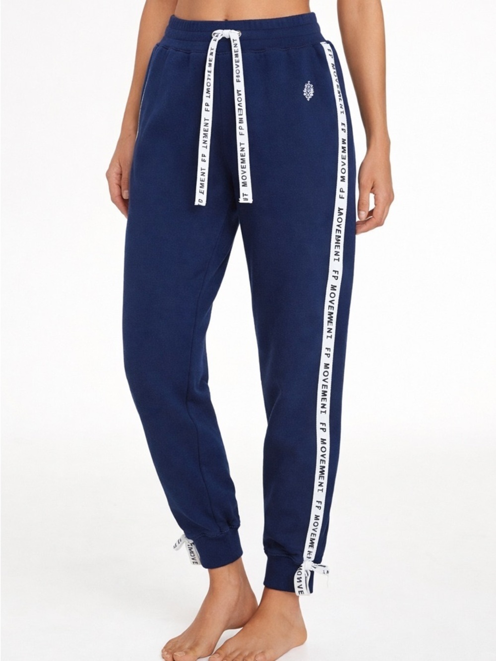 Free People Movement Navy Logo Tape Joggers FP Movement Sweatpants Size Small
